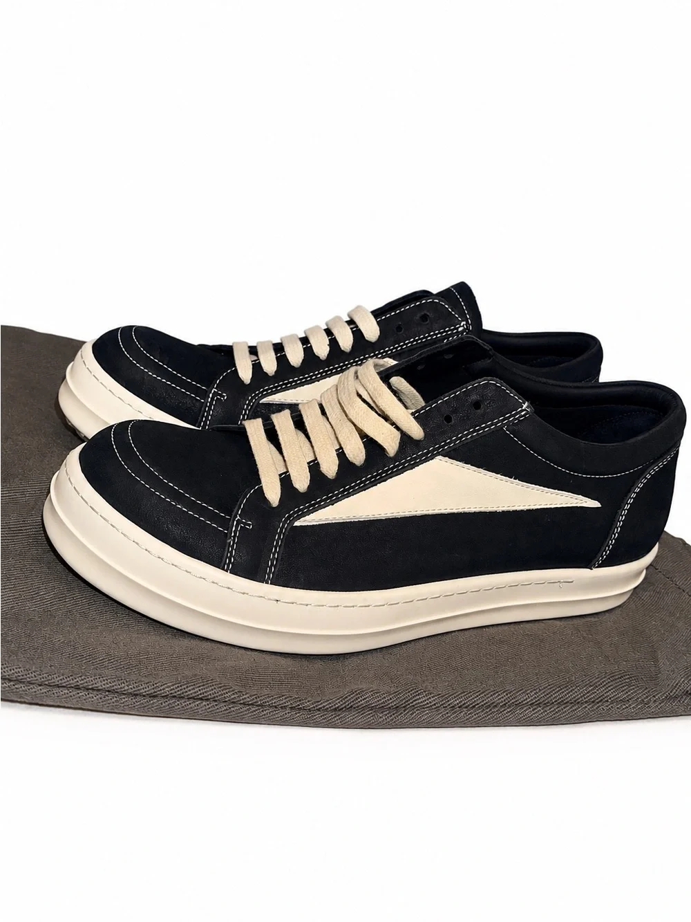 Rick Owen’s Black Oil Wax Leather Low-Top Sneakers size 12 (NO BOX)